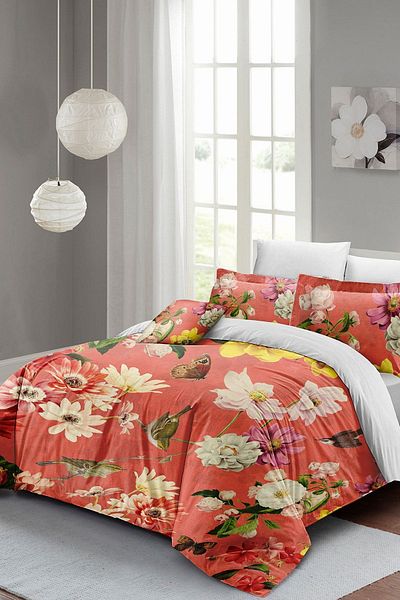 PerlaSera تصميم مخصص ثلاثي الأبعاد من Rose Mix - طقم غطاء لحاف مزدوج، مصنوع من القطن الساتان المنسوج بشكل محكم