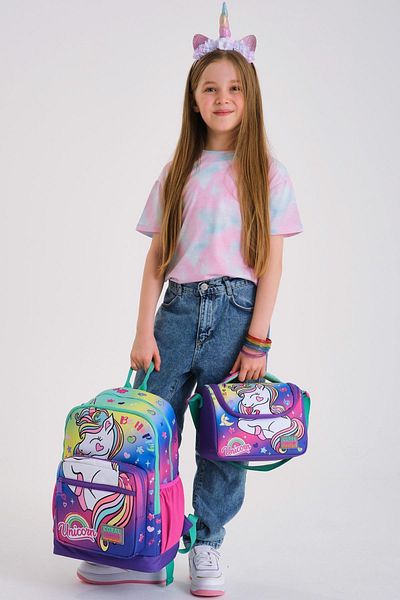 Yaygan Coral High Kids - Lavender Aqua Green Unicorn 3-Piece School Bag Set 0123729