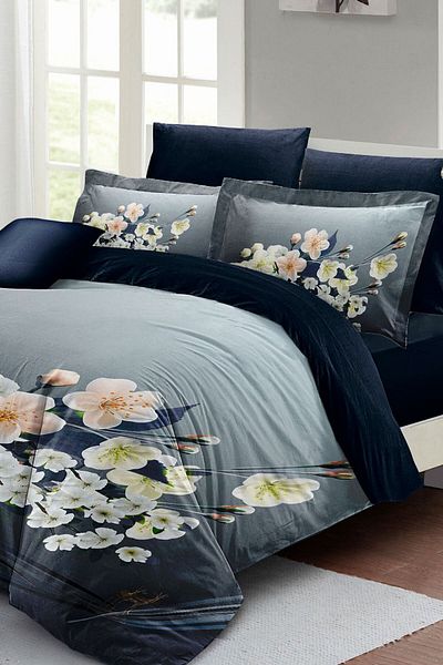 PerlaSera 3D Custom Design - Double Cotton Satin Duvet Cover Set, Floral Orchid