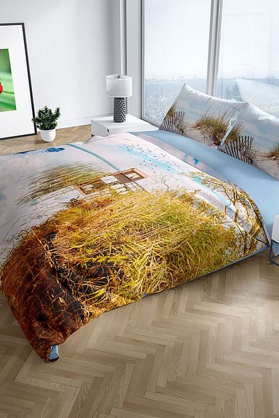 PerlaSera Reeds 3d Cotton Satin Double Duvet Cover Set