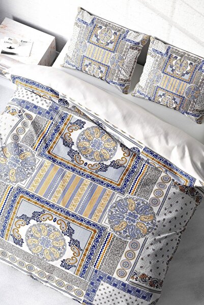 MonoHome Σετ παπλωματοθήκης Blue Patchwork 3d Cotton Satin Διπλό