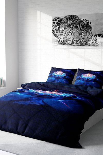 PerlaSera 3D Custom Design - Double Cotton Satin Duvet Cover Set, Lotus Night