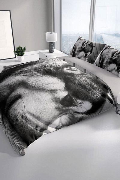 PerlaSera Wolfie 3d Cotton Satin Double Duvet Cover Set
