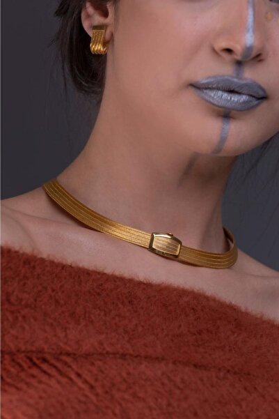 Altuntaş Gold&Silver Altın Kaplama 5 Sıra Gerdanlık, Kolye Trabzon Hasırı