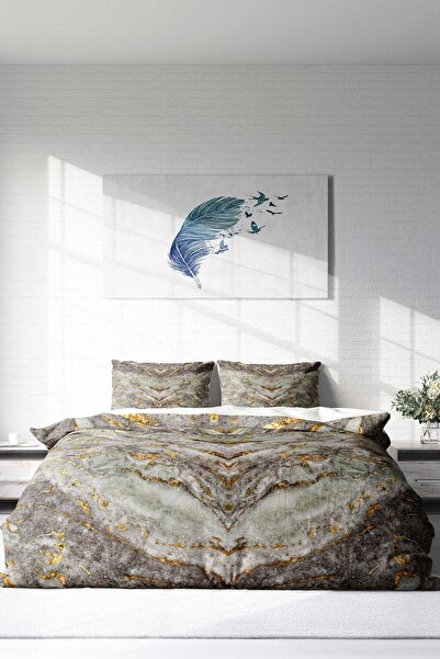 PerlaSera 3D Спеціальний дизайн - Двоспальний комплект постільної білизни, щільна бавовняна сатинова тканина, Marble Modern