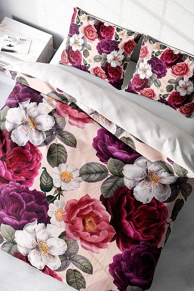 PerlaSera 3D Custom Design - Double Cotton Satin Duvet Cover Set, Flower Dream