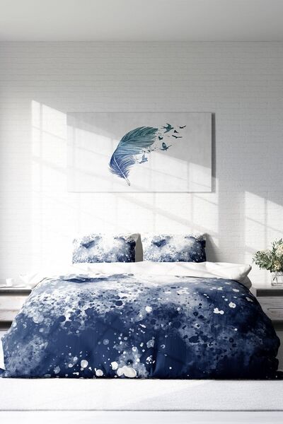 PerlaSera 3D Спеціальний дизайн - Двоспальний комплект постільної білизни, щільно тканий бавовняний сатин, Stain Modern