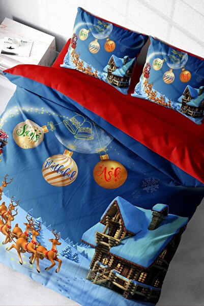 MonoHome Yılbaşı Nevresim Takımı Ny Wish 3d Dijital Baskılı Çift Kişilik Nevr...