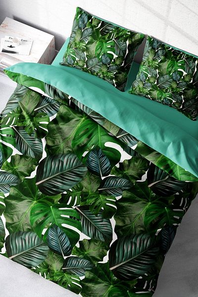 PerlaSera 3D Custom Design Duvet Cover Set - Double, Cotton Satin, Green Forest