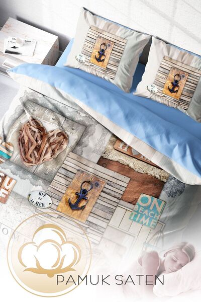 PerlaSera La Mer 3D Спеціальний дизайн - Двоспальний комплект постільної білизни з бавовняного сатину