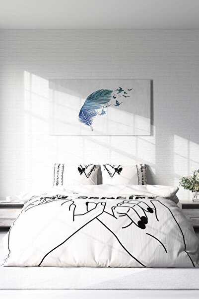 PerlaSera Set de lenjerie de pat cu design personalizat 3D - satin de bumbac țesut dens, dublu Darling