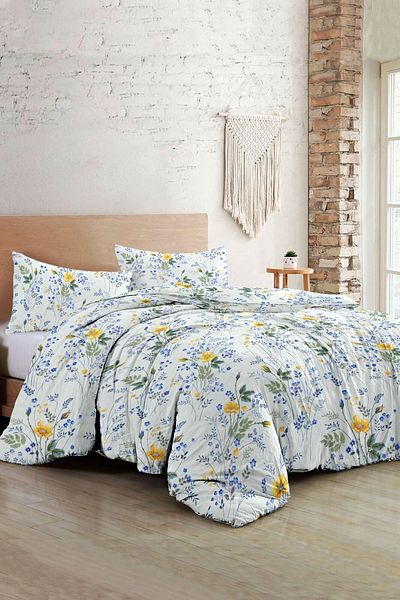 PerlaSera 3D Custom Design Duvet Cover Set - Double, Cotton Satin, Spring Floral Luxury