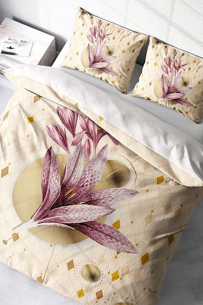 PerlaSera 3D Special Design - Tightly Woven Cotton Satin Duvet Cover Set, Pink Lily