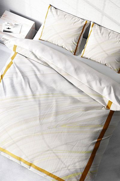 PerlaSera 3D Custom Design - Double Cotton Satin Duvet Cover Set, Marble White Modern