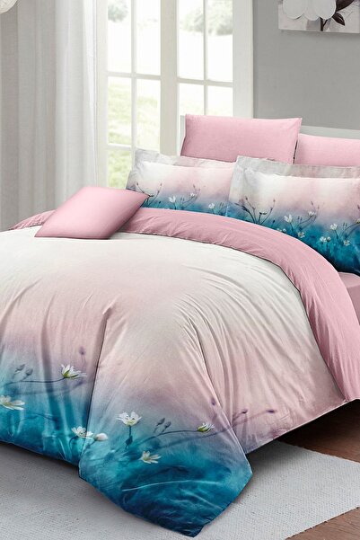 PerlaSera Soft Blue Luxury - Двоспальний комплект постільної білизни, щільно тканий бавовняний сатин, спеціальний 3D-дизайн