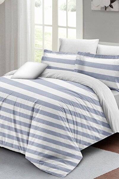 PerlaSera 3D Custom Design - Double Cotton Satin Duvet Cover Set, Soft Strip Luxury