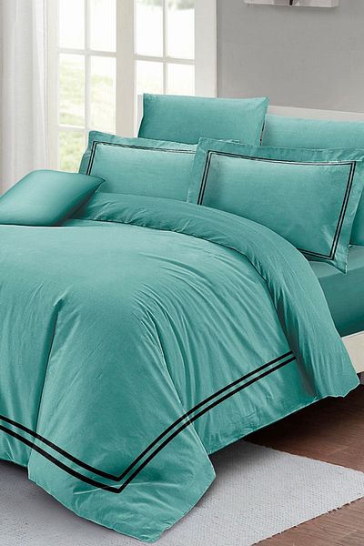 PerlaSera Water Green 3D Custom Design - Double Duvet Cover Set, Tightly Woven Cotton Satin