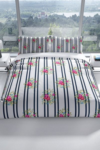Cattleya Ribbon 3d Cotton Satin Double Duvet Cover Set