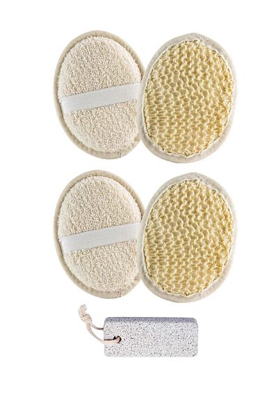 TREND 2 Pieces Natural Pumpkin Fiber Oval Bath Scrub Pumice Heel Stone