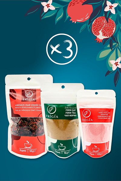 Frigia 230 Gram Pomegranate Tea Types - Hibiscus, Lemon Peel, Pomegranate, Apricot, Grape Seeds, Olive Leaf