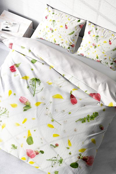 PerlaSera 3D Custom Design - Double Cotton Satin Duvet Cover Set, Garden Natural