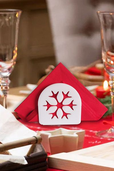 Story Ακρυλική θήκη για χαρτοπετσέτα με θέμα το Snowflake New Year White Color