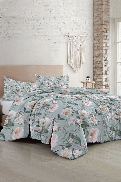 PerlaSera Spring Fresh Luxury - 3D Custom Designed Double Cotton Satin Duvet Cover Set