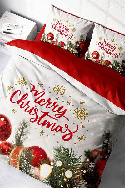 PerlaSera 3D Custom Design - Double Cotton Satin Duvet Cover Set, Ny Christmas