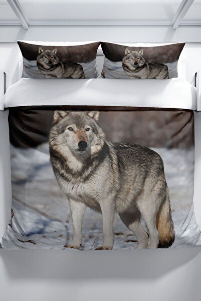 PerlaSera Σετ παπλωματοθήκη Snowwolf 3d Cotton Satin Διπλό