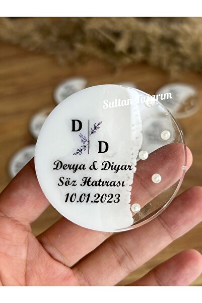 Sultan Tasarım İncili Epoksi Magnet Söz Nişan Düğün Özel Gün - 20 Adet