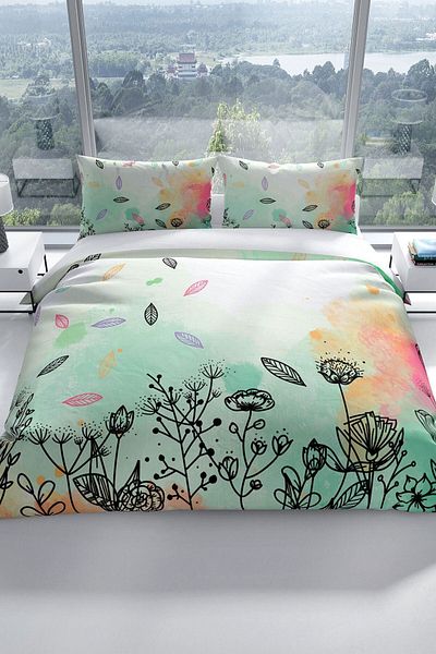 PerlaSera Leaves 3d Cotton Satin Double Duvet Cover Set