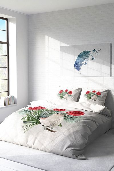 PerlaSera 3D Custom Design - Double Duvet Cover Set, Tightly Woven Cotton Satin, Big Birdy