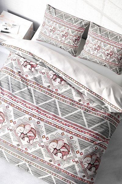 PerlaSera 3D Custom Design Vintage Elephant-2 - Double Duvet Cover Set, Tight Woven Cotton Satin