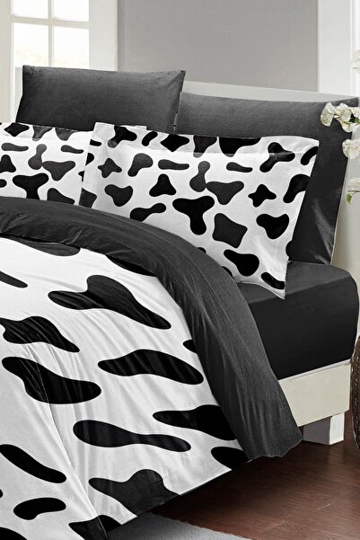 PerlaSera 3D Custom Design - Double Duvet Cover Set, Tightly Woven Cotton Satin, Cow