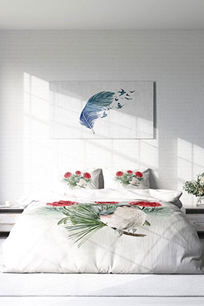 PerlaSera 3D Спеціальний дизайн - Двоспальний комплект постільної білизни, щільно тканий бавовняний сатин, Big Birdy