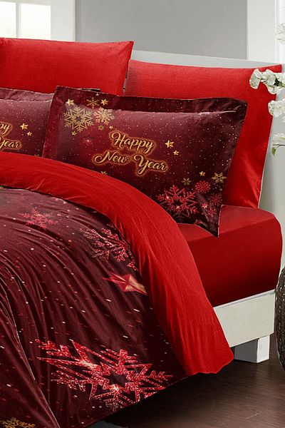 MonoHome زينة عيد الميلاد بلورات الثلج عيد الميلاد 100% قطن حرير ثلاثي الأبعاد مجموعة غطاء لحاف مزدوج