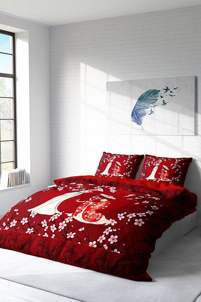 MonoHome Japan Style 3d Cotton Satin Double Duvet Cover Set
