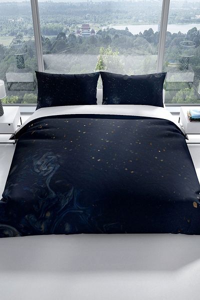 PerlaSera Smoke 3d Cotton Satin Double Duvet Cover Set
