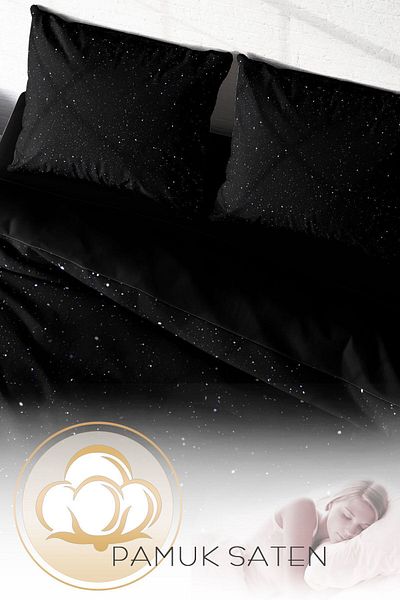 PerlaSera Starly Night - Double Duvet Cover Set, Tight Woven Cotton Satin, 3D Custom Design