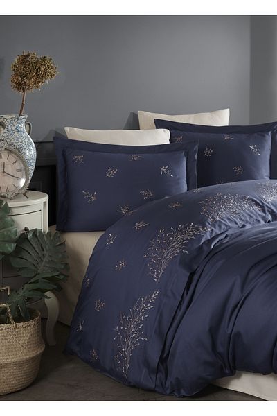 Dantela Set cuvertură de pilota cu broderie Century bleumarin
