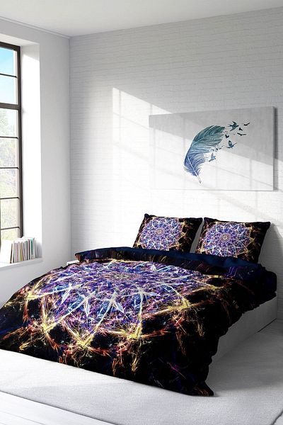 PerlaSera 3D Custom Design - Double Cotton Satin Duvet Cover Set, Mandala 1
