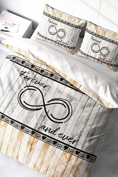 PerlaSera 3D Custom Design - Double Duvet Cover Set, Tightly Woven Cotton Satin, Forever and Ever
