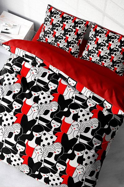 PerlaSera 3D Custom Design - Double Duvet Cover Set, Tightly Woven Cotton Satin Womans Pattern