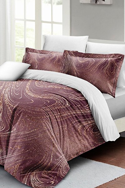 PerlaSera 3D Спеціальний дизайн - Двоспальний комплект постільної білизни, щільно тканий бавовняний сатин, Marble Shiny
