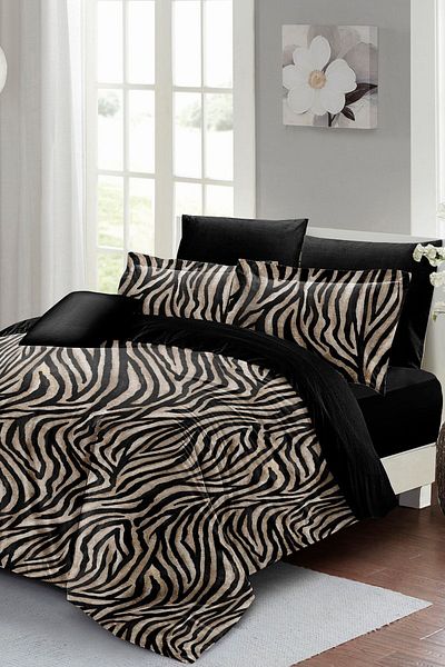 PerlaSera 3D Custom Design Duvet Cover Set - Tightly Woven Cotton Satin, Black Zebra