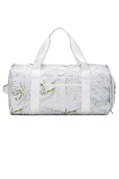 Go Veform Ayakkabı Bölmeli Rengarenk El Valizi ve Spor Çantası Beyaz ESÇ892