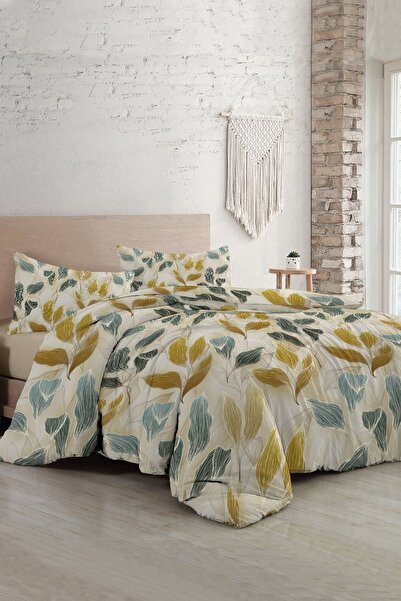 MonoHome طقم غطاء لحاف مزدوج من الساتان القطني المنسوج بشكل وثيق بتصميم خاص ثلاثي الأبعاد لأوراق الخريف