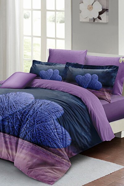 PerlaSera Σετ κρεβατιού 3D Special Design - Διπλό, Πυκνό Ύφανση, Βαμβακερό Σατέν και Μάλλινο Καρδιά