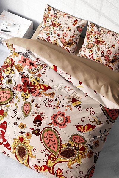 PerlaSera 3D Custom Design - Double Duvet Cover Set, Tightly Woven Cotton Satin, Indiano