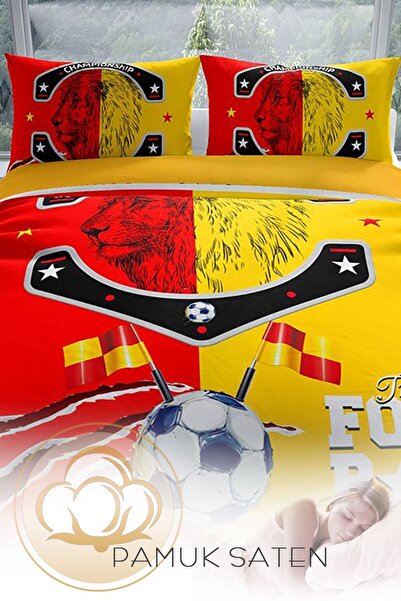 PerlaSera Duvet Cover Set with 3D Special Design - Tightly Woven Cotton Satin, Double, Red & Yellow